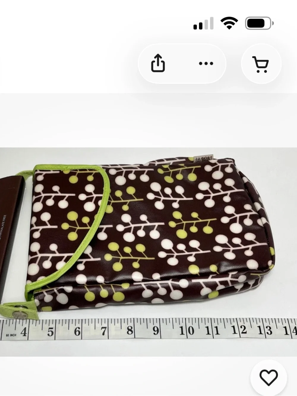 JJ Cole Brown Diaper & Wipes Pod with Lime and White Pattern